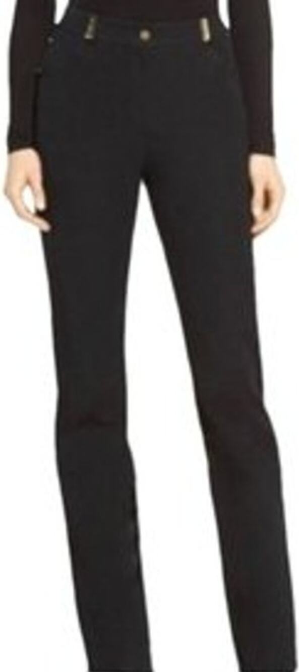St. John Sport by Marie Gray Straight Jeans Brown High Waist Gold Loops 2